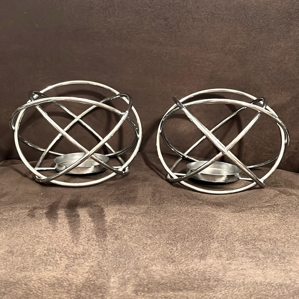 Z Gallery Set of 2 Silver Tone Metal Votive Candle Holders